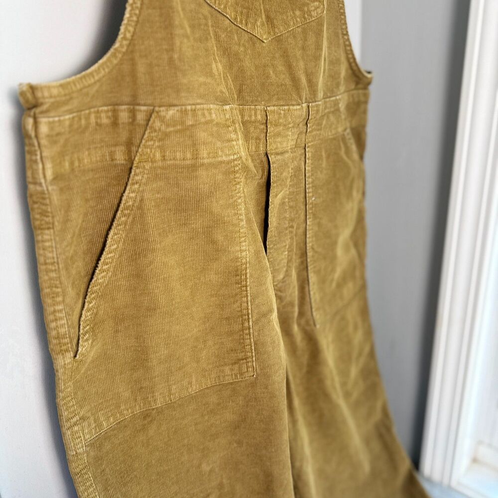 Aerie Women's Medium Brown Corduroy Overalls Adjustable Straps Fall Raw Hem - Picture 11 of 11